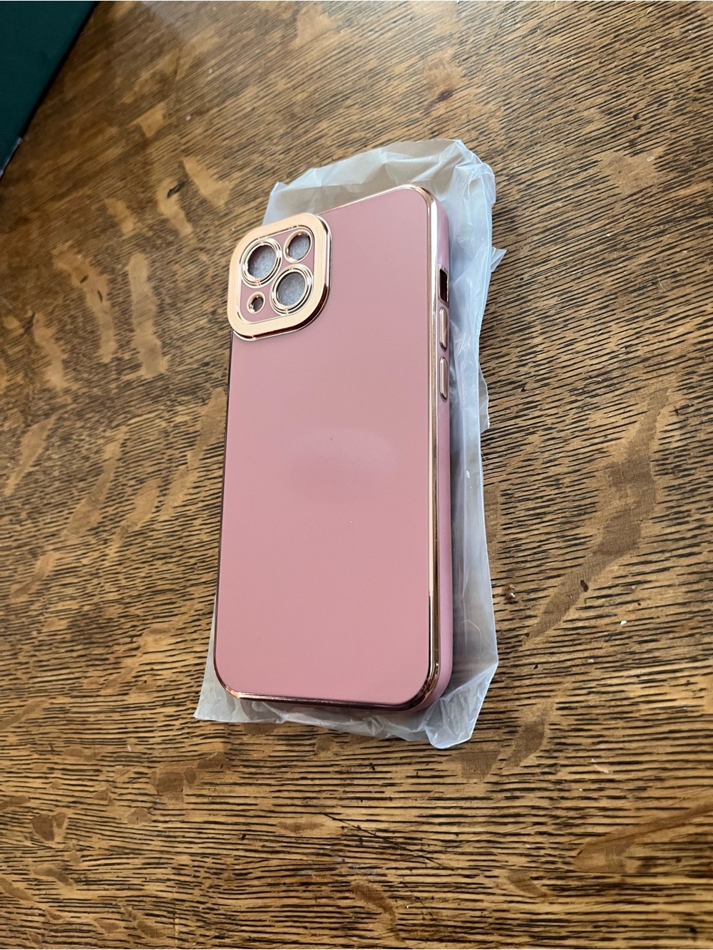 Protective Pink iPhone 13 Phone Case with Rose Gold Trim